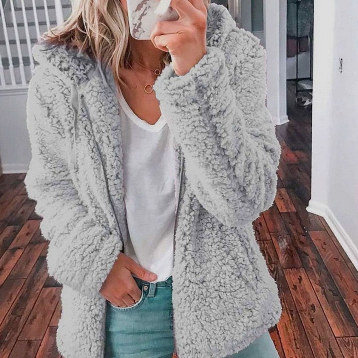 Victoria | Women's Oversized Hooded Sherpa Teddy Coat