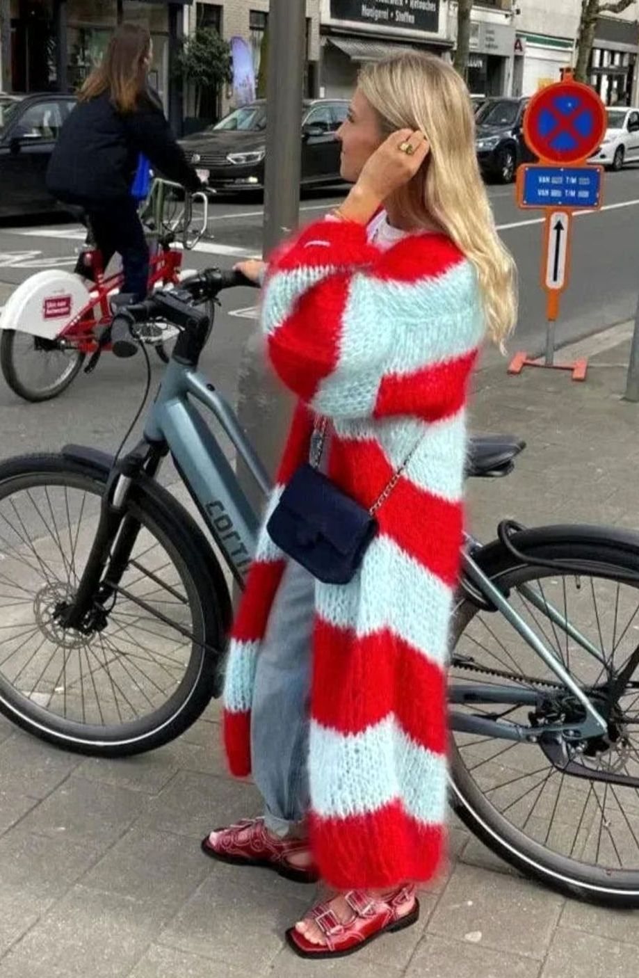 Madison | Women's Oversized Long Striped Open-Front Cardigan