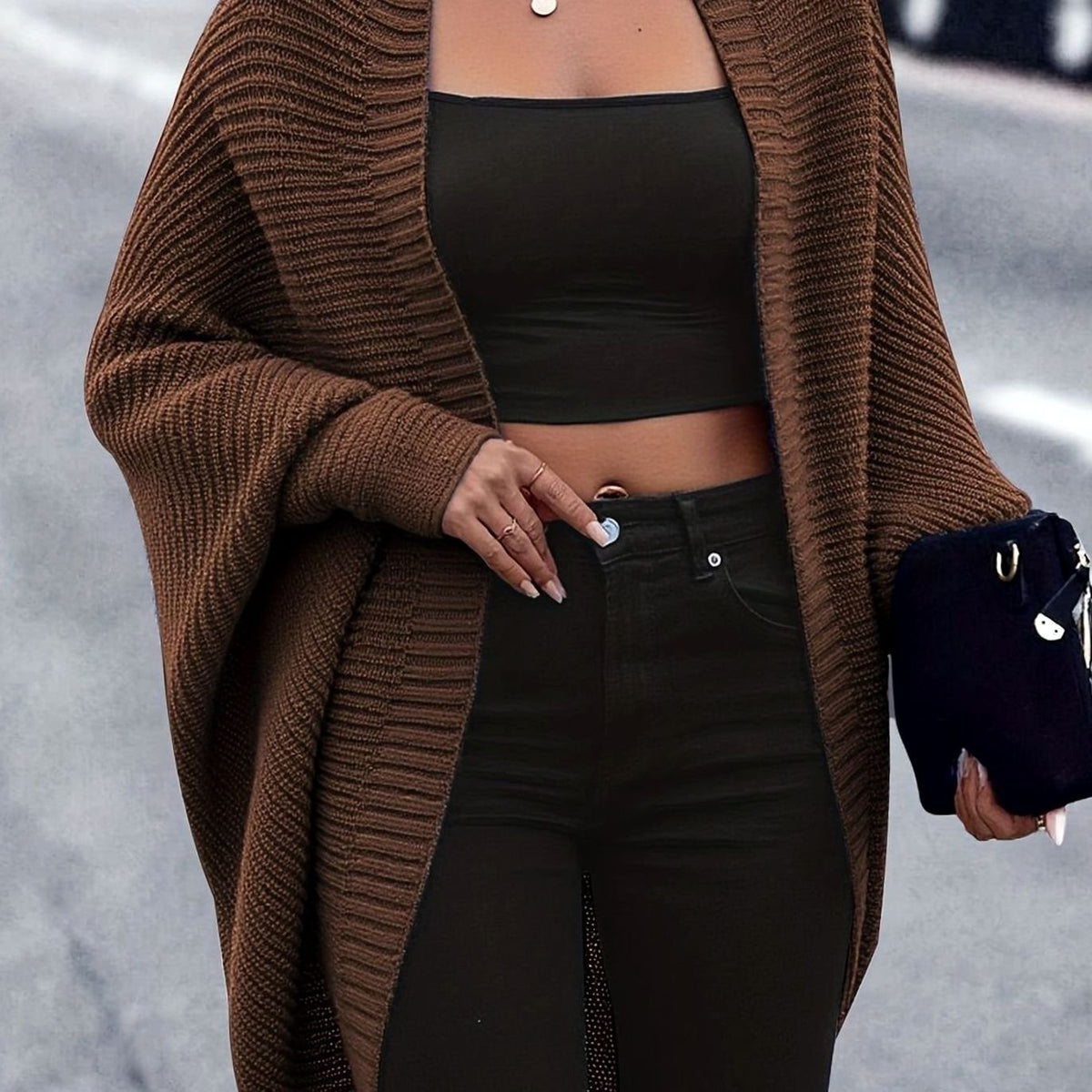 Harper | Women's Oversized Longline Open-Front Knit Cardigan