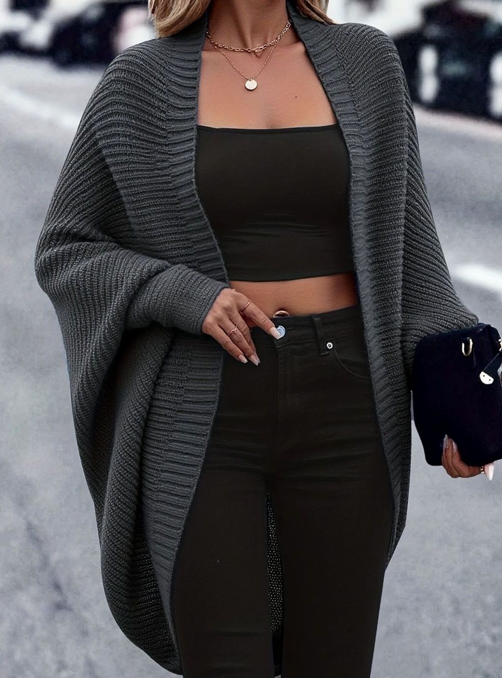 Harper | Women's Oversized Longline Open-Front Knit Cardigan