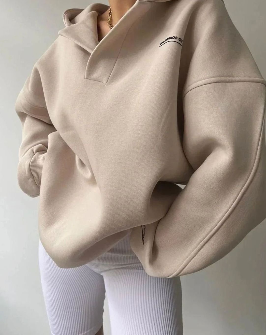 Emma | Women's Oversized Notch-Neck Pullover Hoodie Sweatshirt