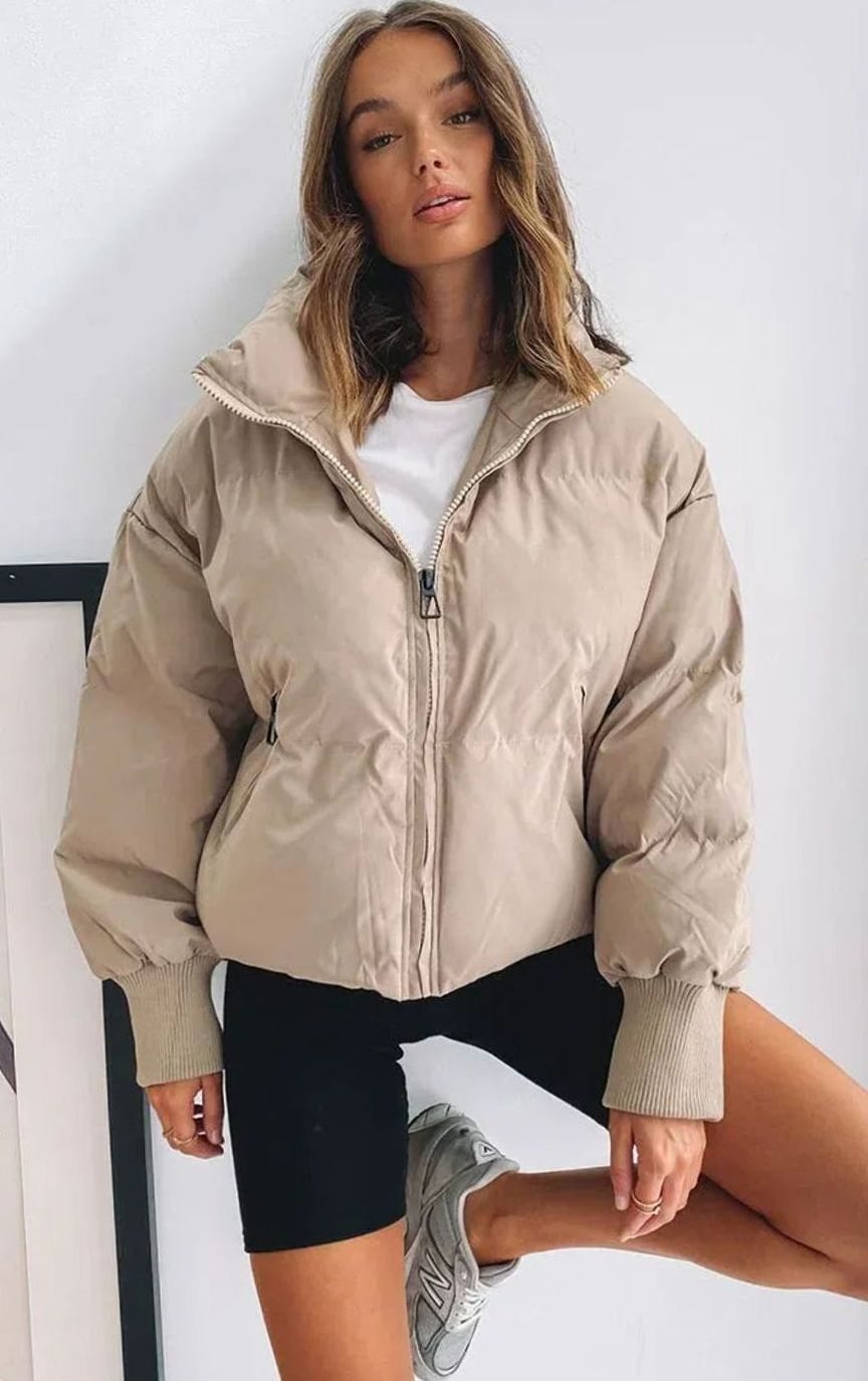 Layla | Women's Oversized Puffer Jacket Stand Collar Ribbed Cuffs