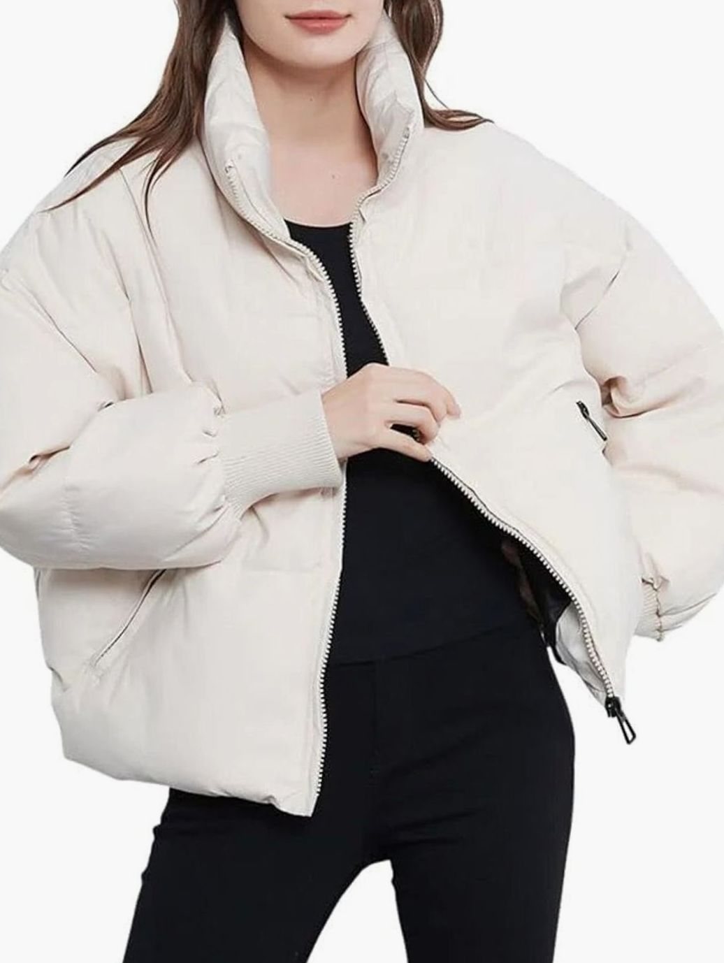 Layla | Women's Oversized Puffer Jacket Stand Collar Ribbed Cuffs