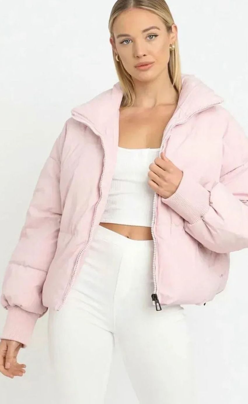 Layla | Women's Oversized Puffer Jacket Stand Collar Ribbed Cuffs