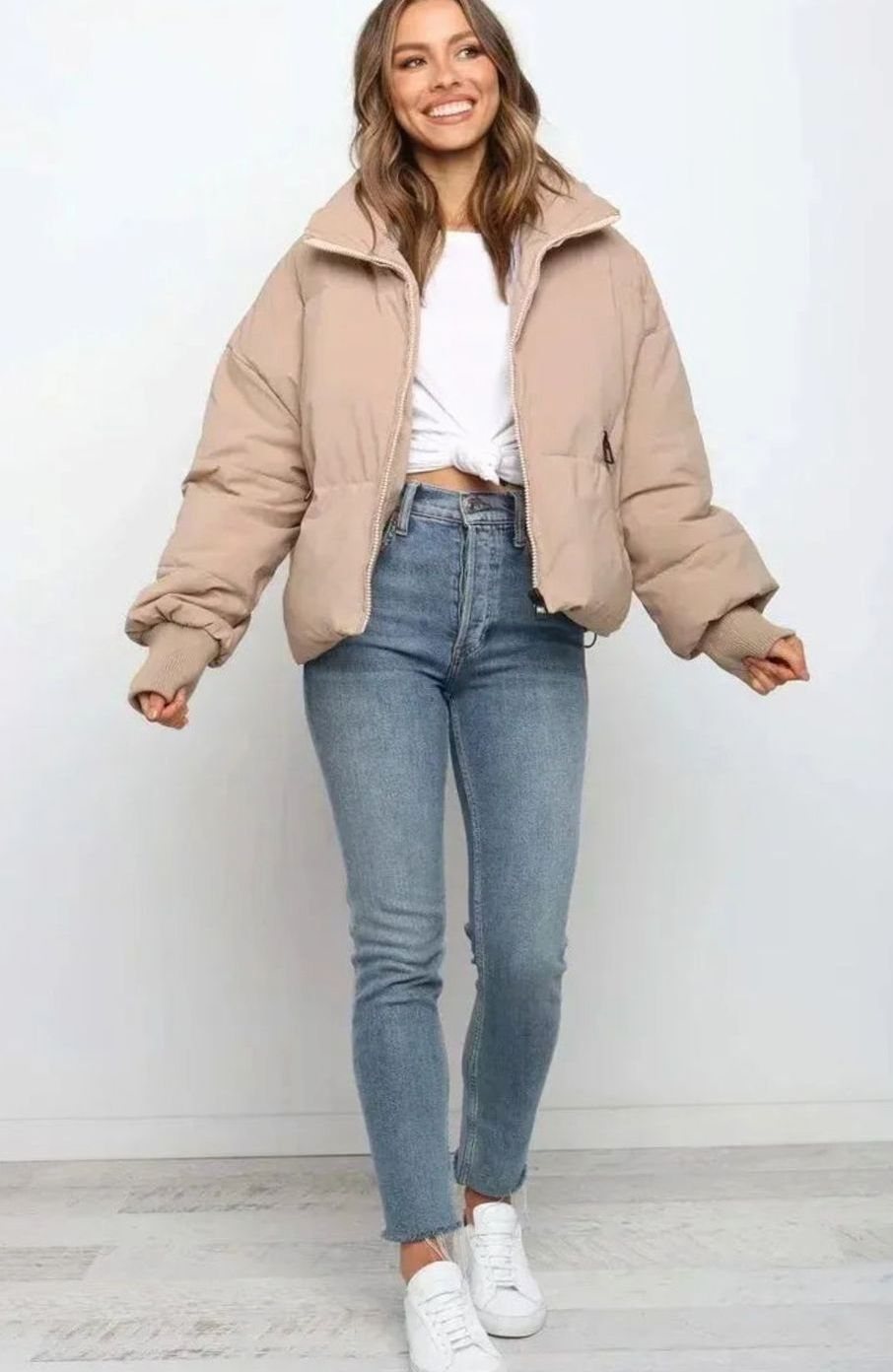 Layla | Women's Oversized Puffer Jacket Stand Collar Ribbed Cuffs