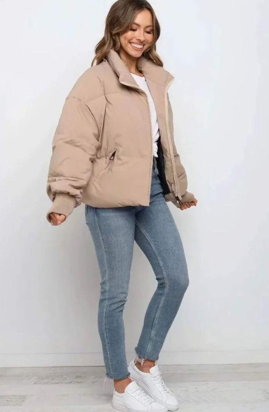 Layla | Women's Oversized Puffer Jacket Stand Collar Ribbed Cuffs