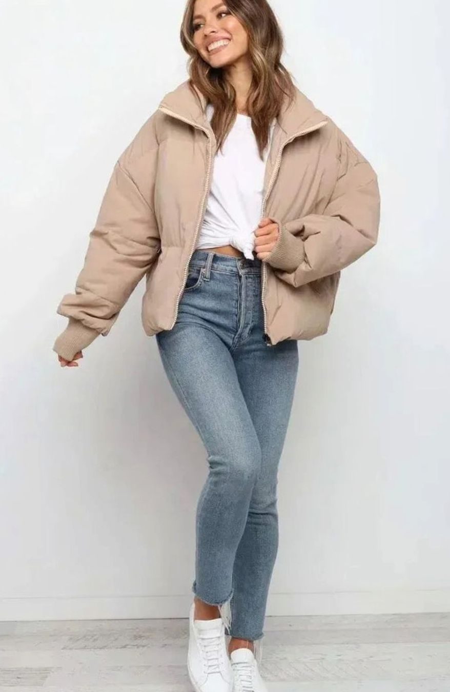 Layla | Women's Oversized Puffer Jacket Stand Collar Ribbed Cuffs