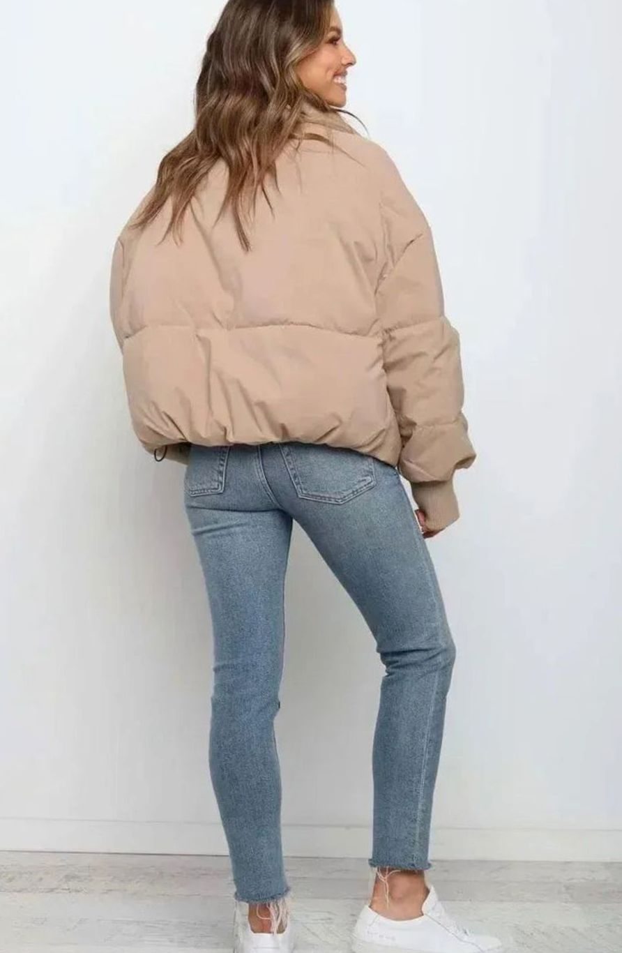 Layla | Women's Oversized Puffer Jacket Stand Collar Ribbed Cuffs