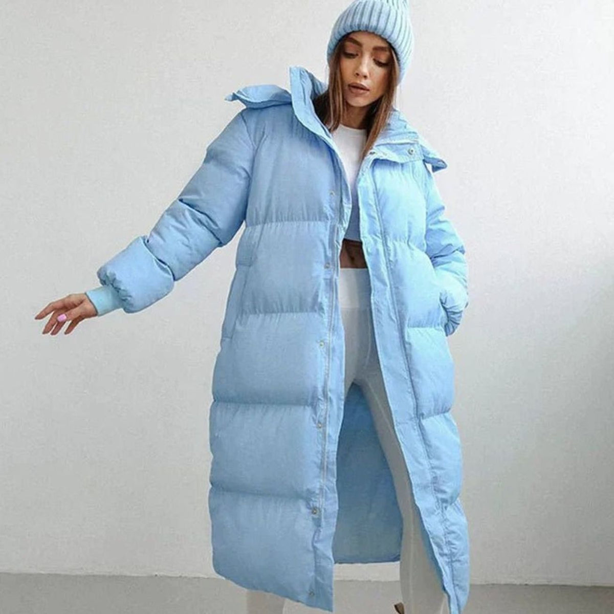 Olivia | Women's Oversized Quilted Jacket Long Hooded Puffer Coat