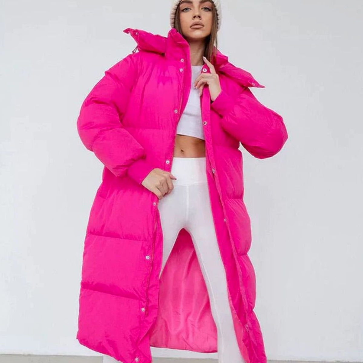 Olivia | Women's Oversized Quilted Jacket Long Hooded Puffer Coat