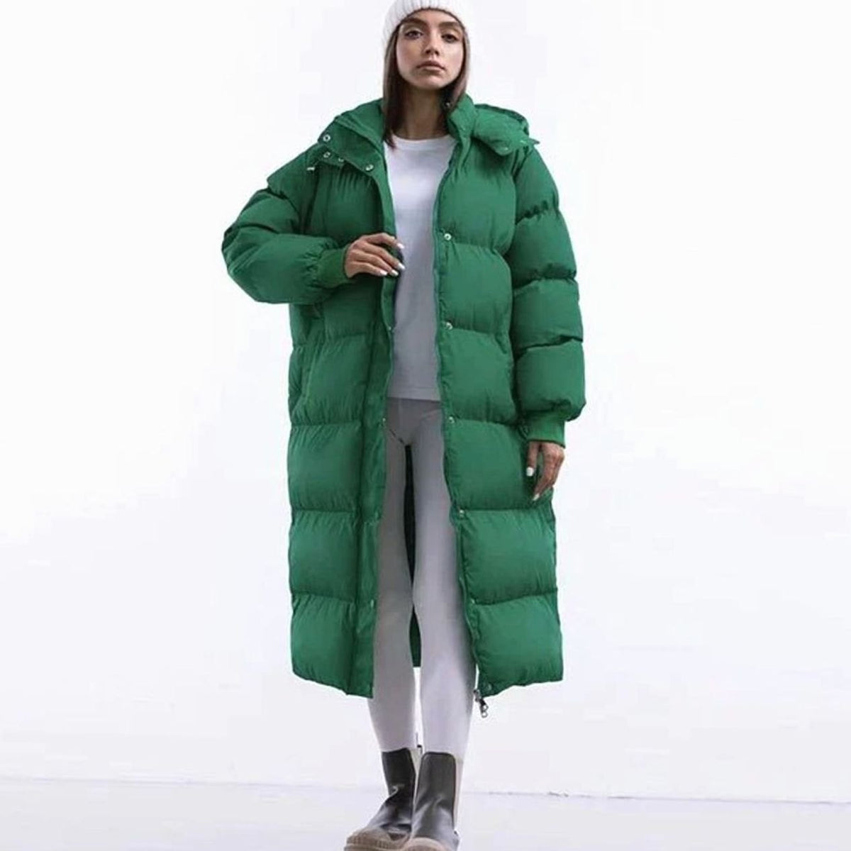 Olivia | Women's Oversized Quilted Jacket Long Hooded Puffer Coat