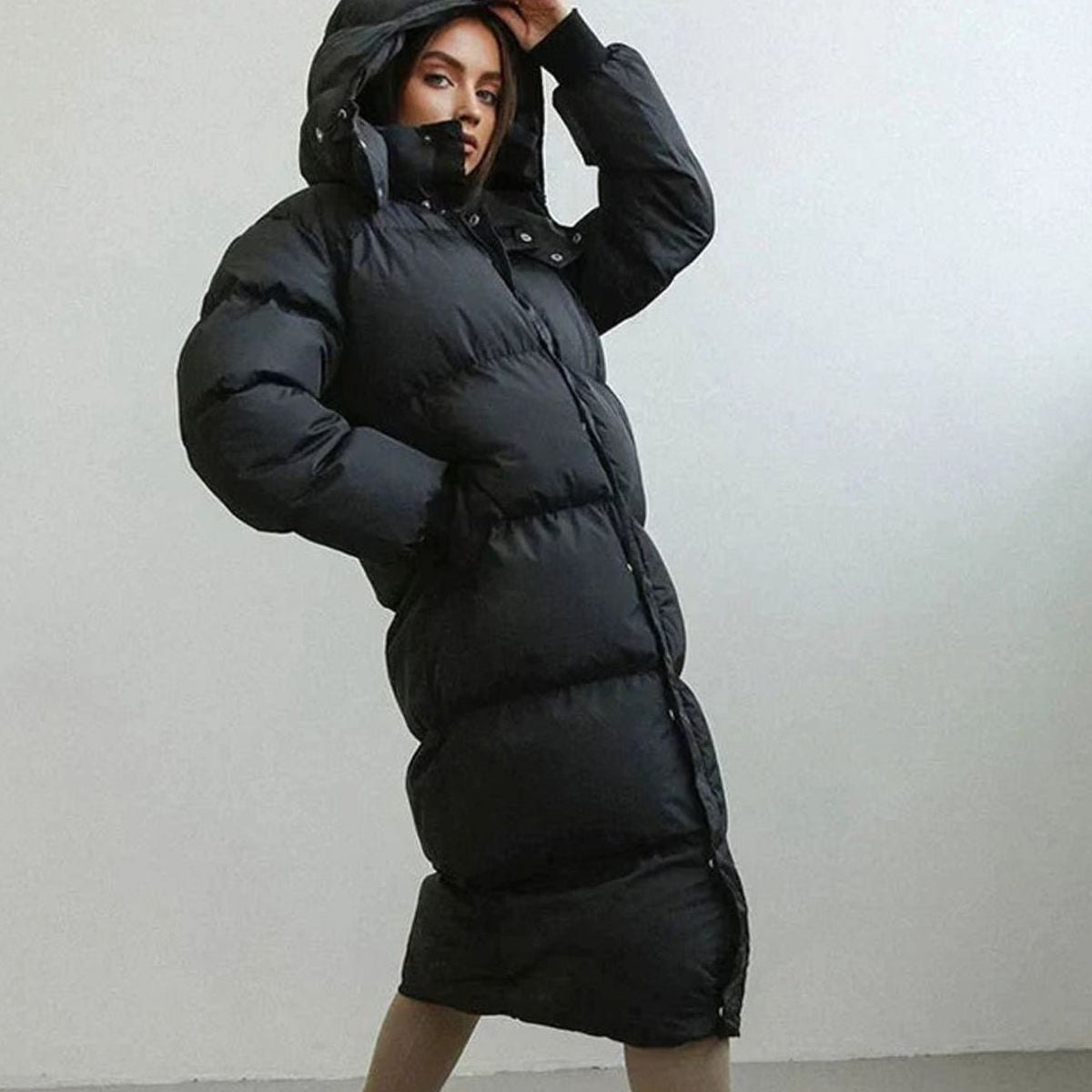 Olivia | Women's Oversized Quilted Jacket Long Hooded Puffer Coat
