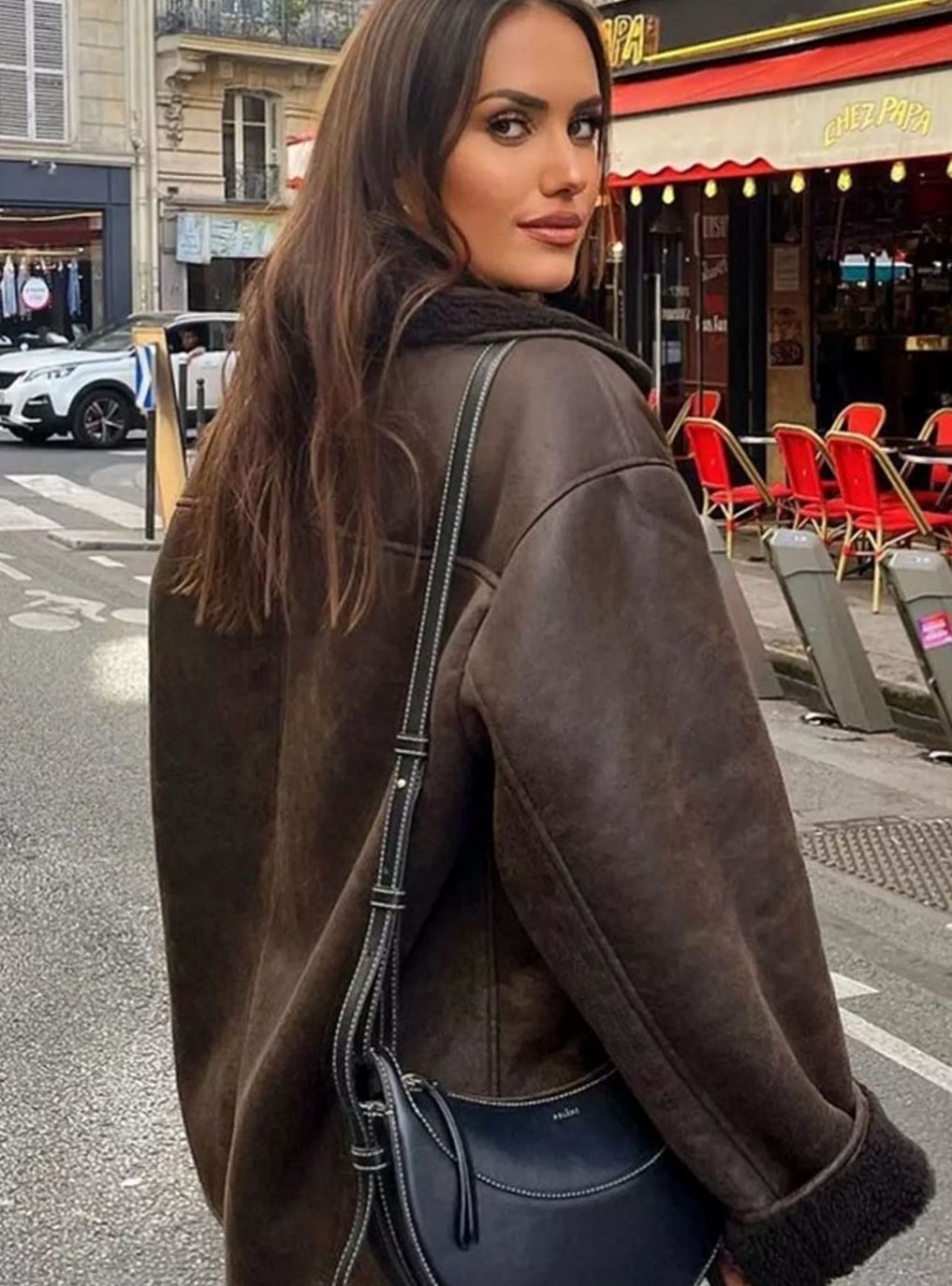 Harper | Women's Oversized Sherpa-Lined Double-Breasted Jacket