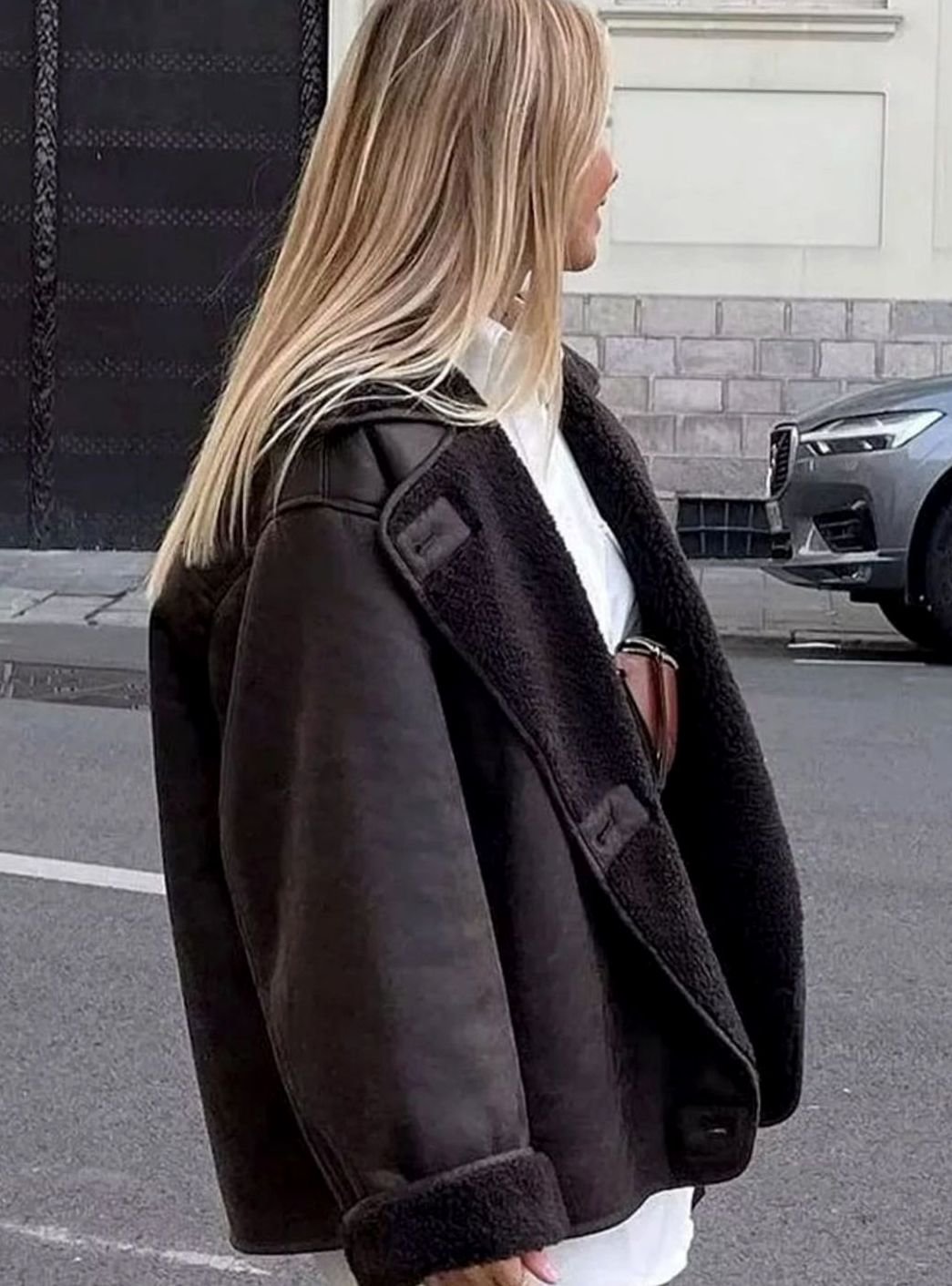 Harper | Women's Oversized Sherpa-Lined Double-Breasted Jacket