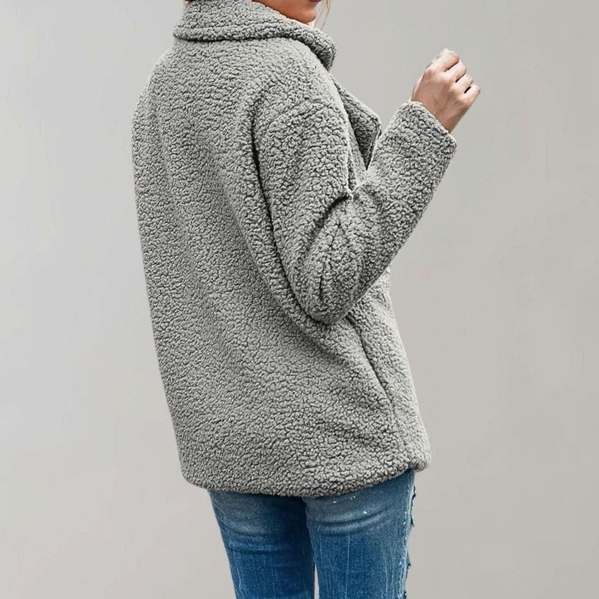 Amelia | Women's Oversized Teddy Bear Coat Double-Breasted Notched Lapel Jacket