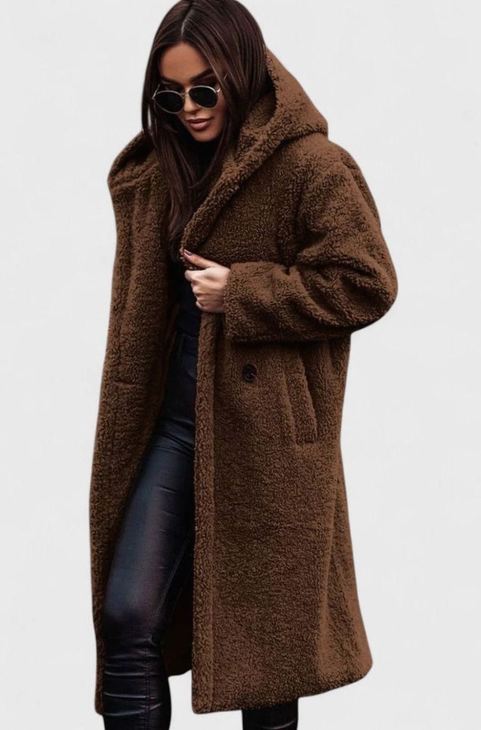 Evelyn | Women's Oversized Teddy Faux Fur Long Elegant Winter Coat