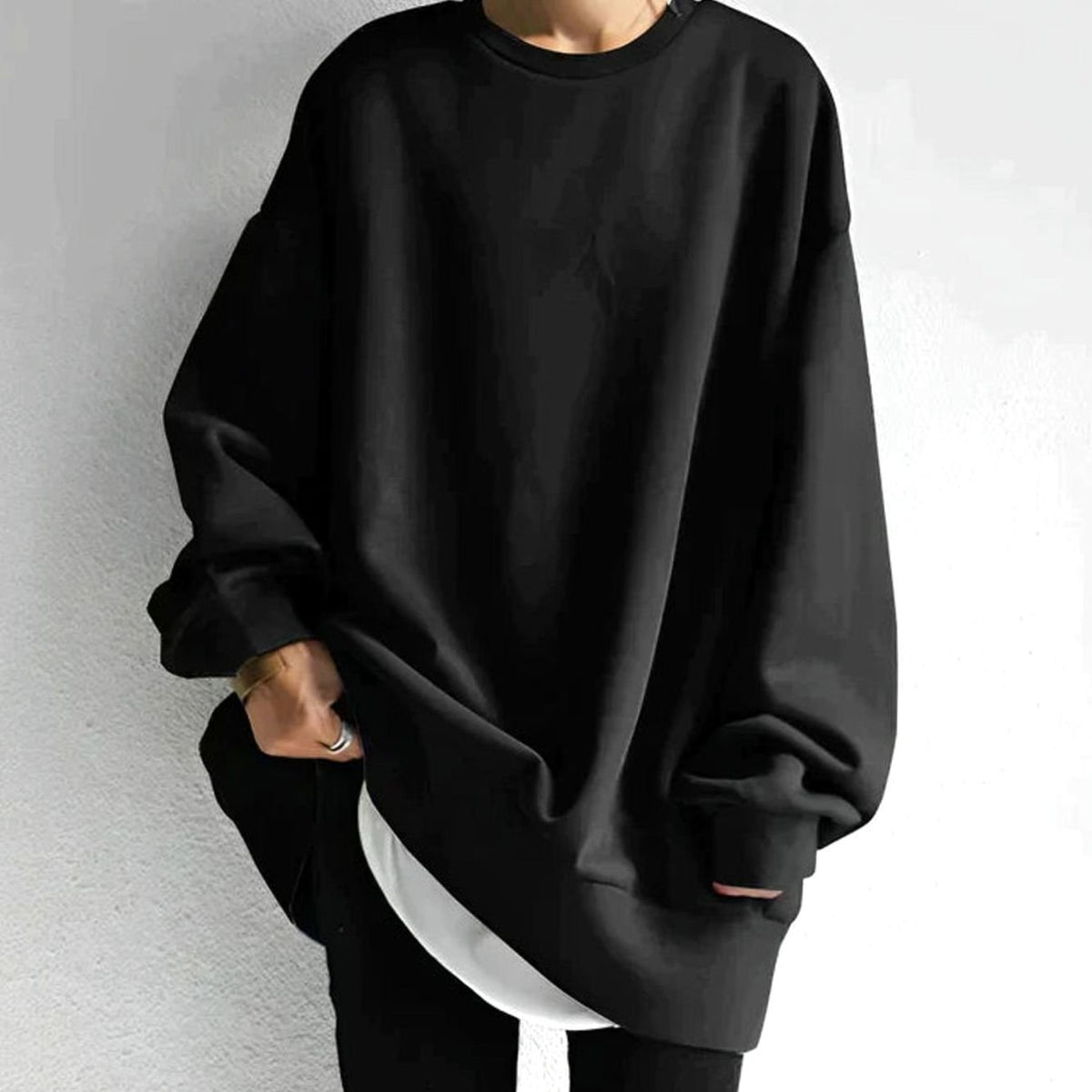 Charlotte | Women's Oversized Tunic Sweater Drop Shoulder Crewneck