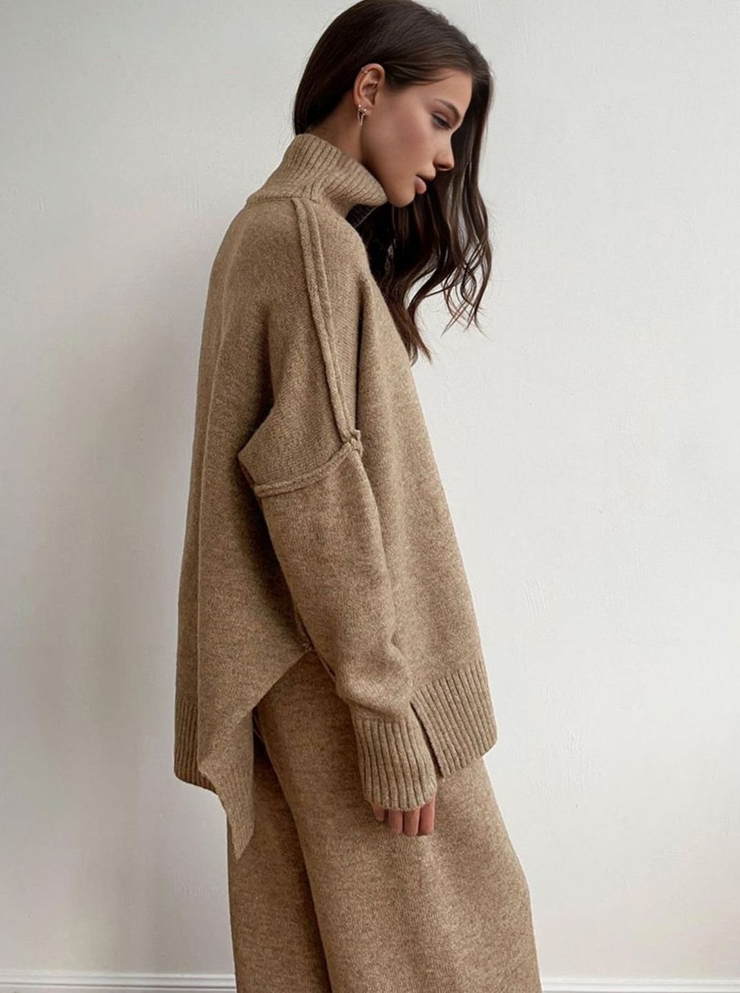 Olivia | Women's Oversized Turtleneck Knit Wide-Leg Lounge Set