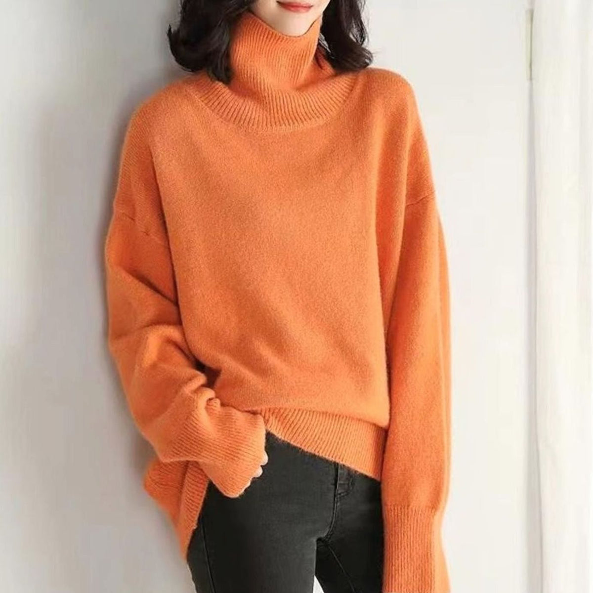 Grace | Women's Oversized Turtleneck Long-Sleeve Knit Sweater