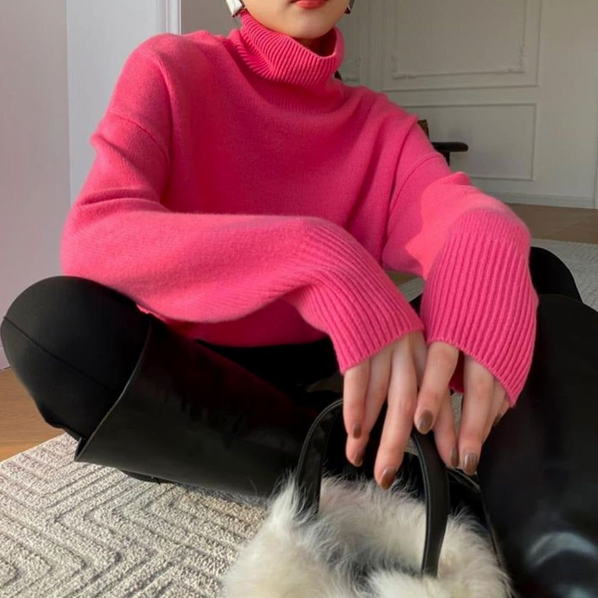 Grace | Women's Oversized Turtleneck Long-Sleeve Knit Sweater