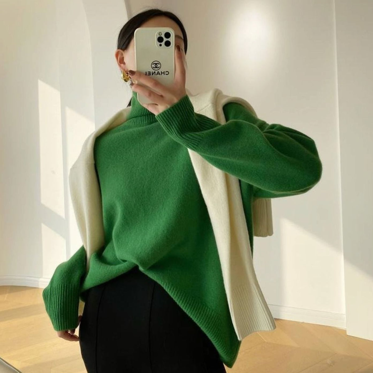 Grace | Women's Oversized Turtleneck Long-Sleeve Knit Sweater