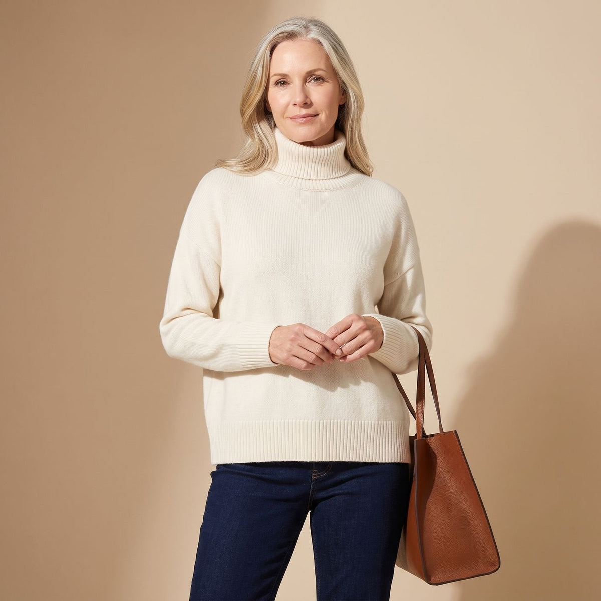 Amelia | Women's Oversized Turtleneck Soft Knit Pullover Sweater