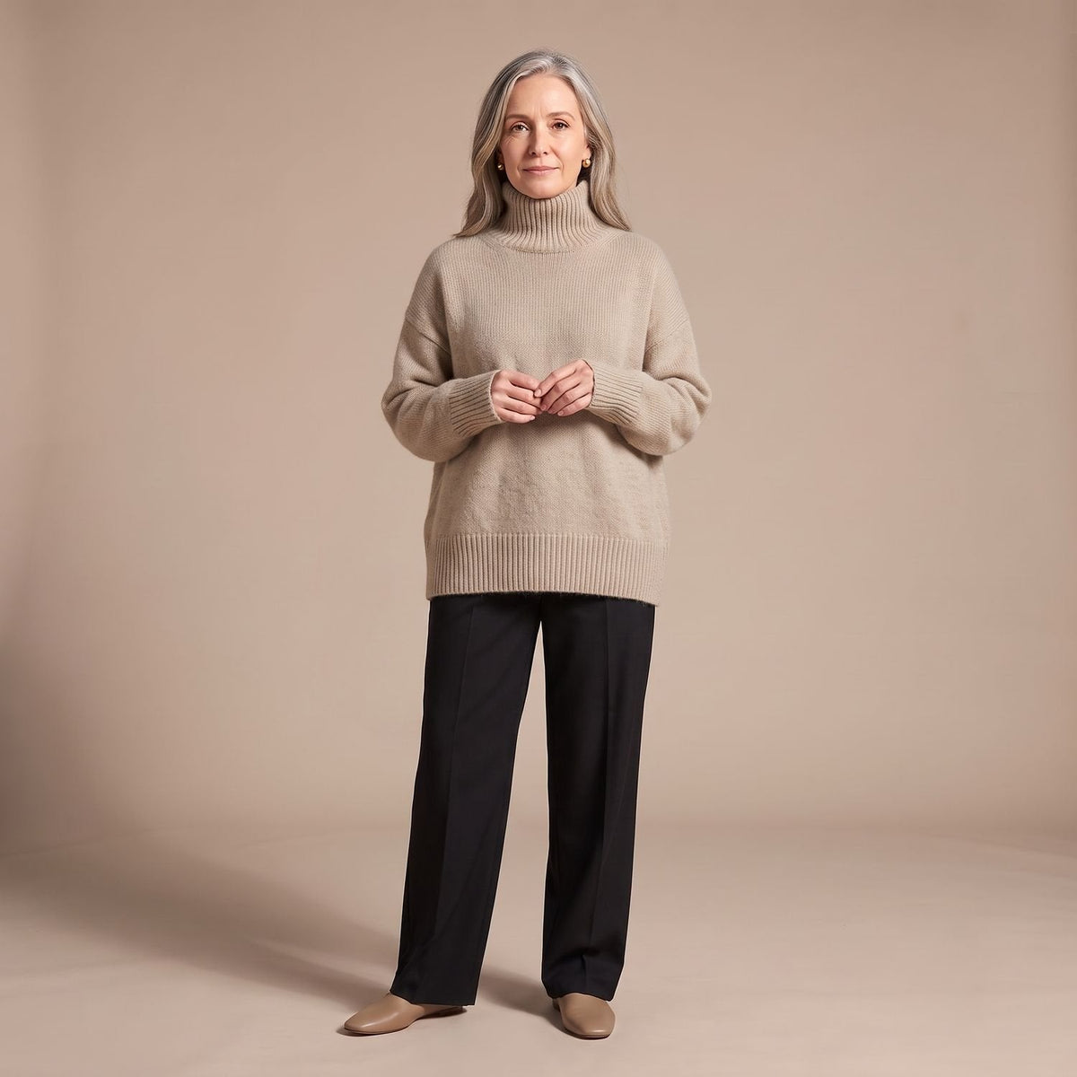 Amelia | Women's Oversized Turtleneck Soft Knit Pullover Sweater