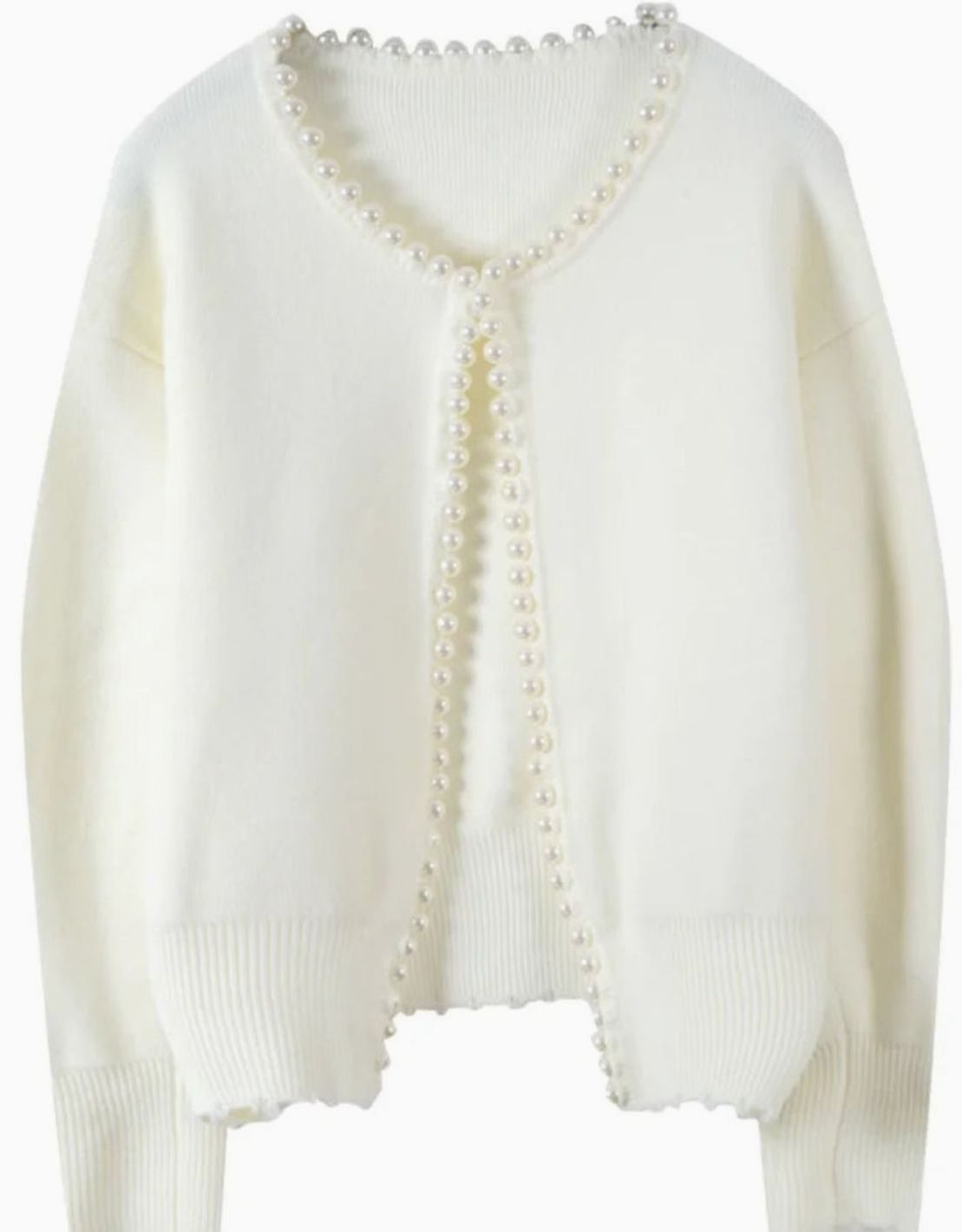 Eleanor | Women's Pearl-Trim Open-Front Knit Cardigan Sweater