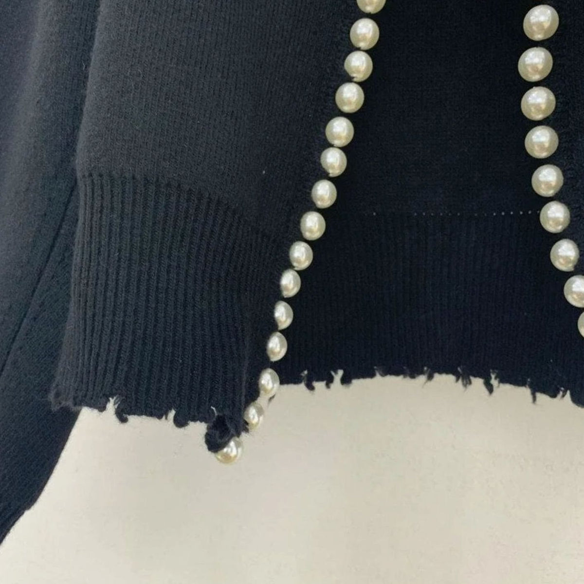 Eleanor | Women's Pearl-Trim Open-Front Knit Cardigan Sweater