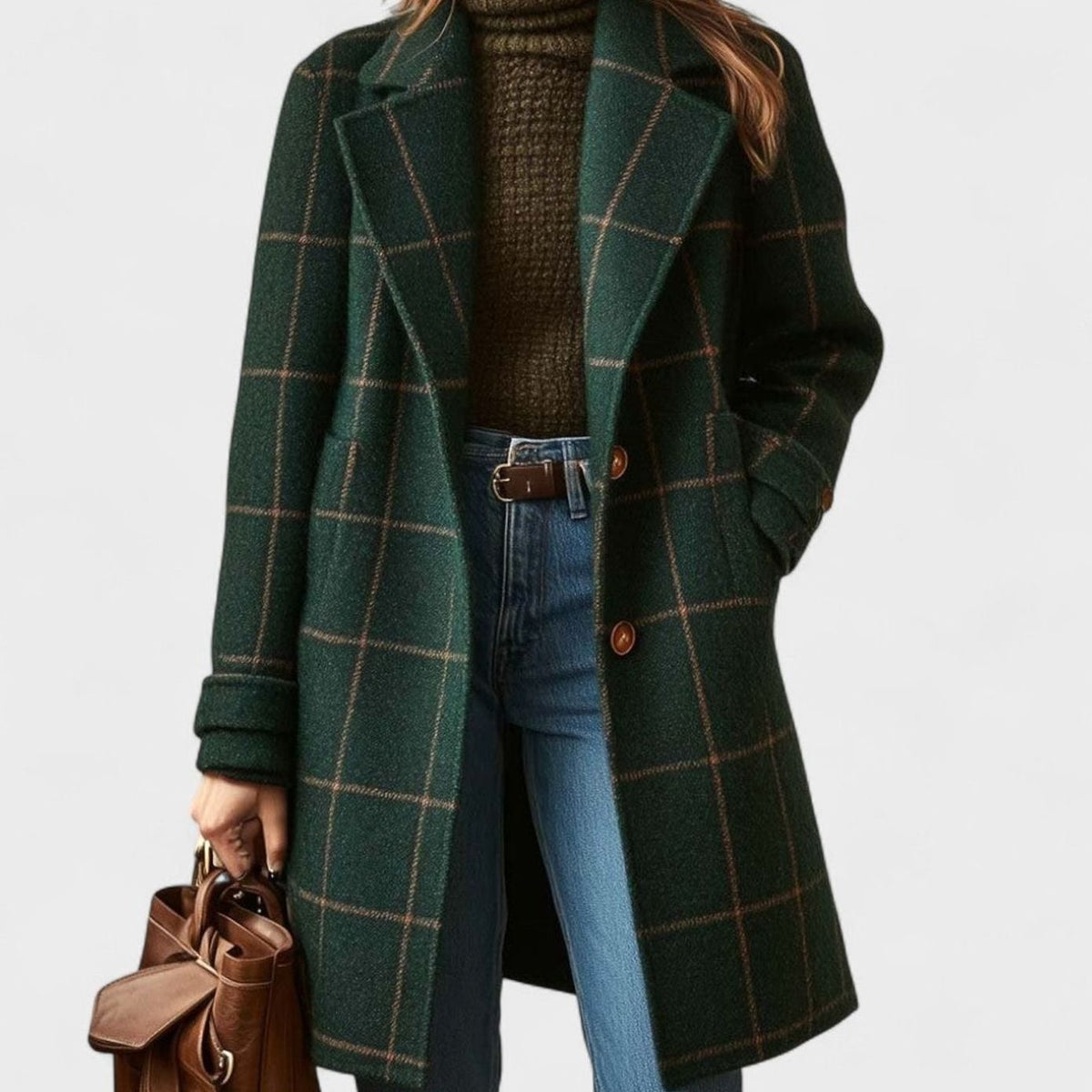 Luna | Women's Plaid Tailored Lapel Sophisticated Winter Coat