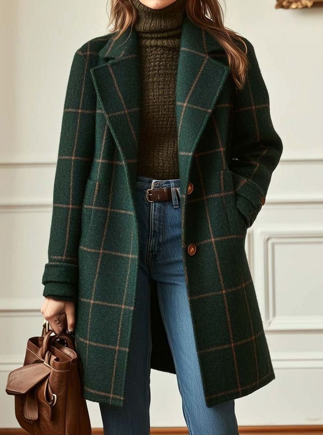 Eleanor | Women's Plaid Wool-Blend Long Overcoat Ladies Winter Coat