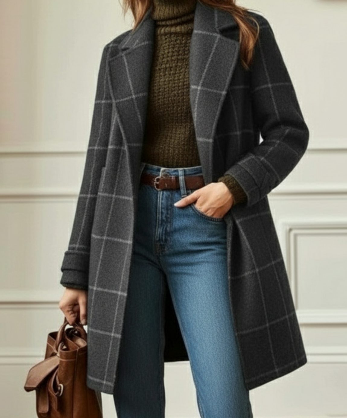 Eleanor | Women's Plaid Wool-Blend Long Overcoat Ladies Winter Coat