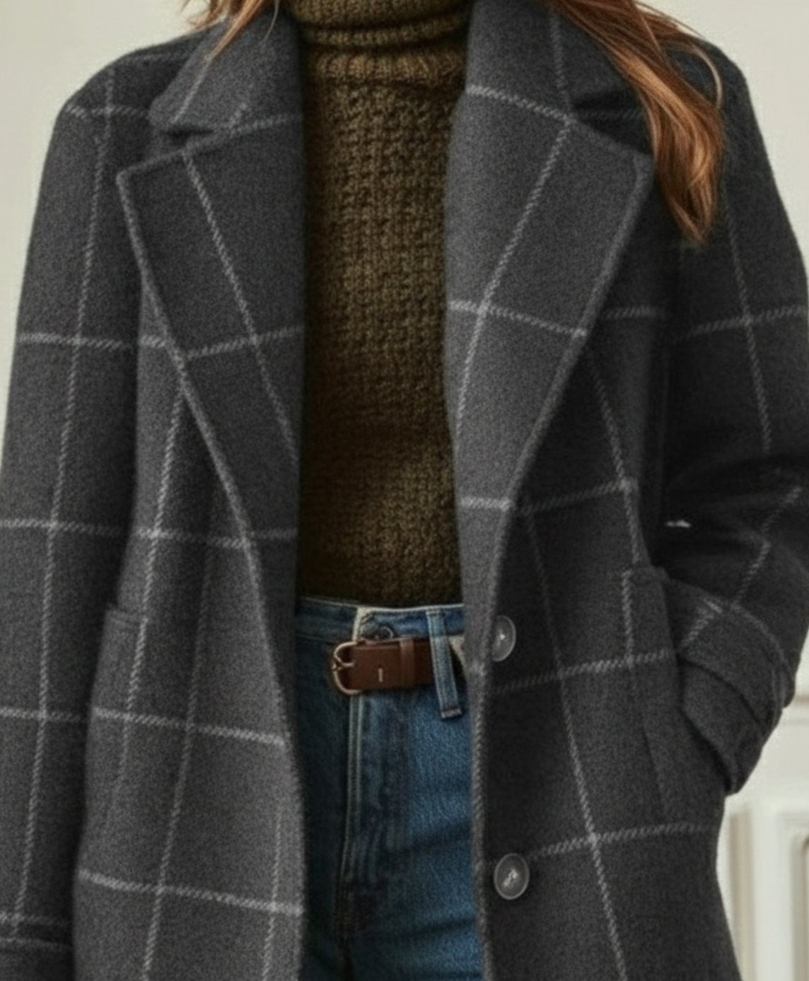 Eleanor | Women's Plaid Wool-Blend Long Overcoat Ladies Winter Coat