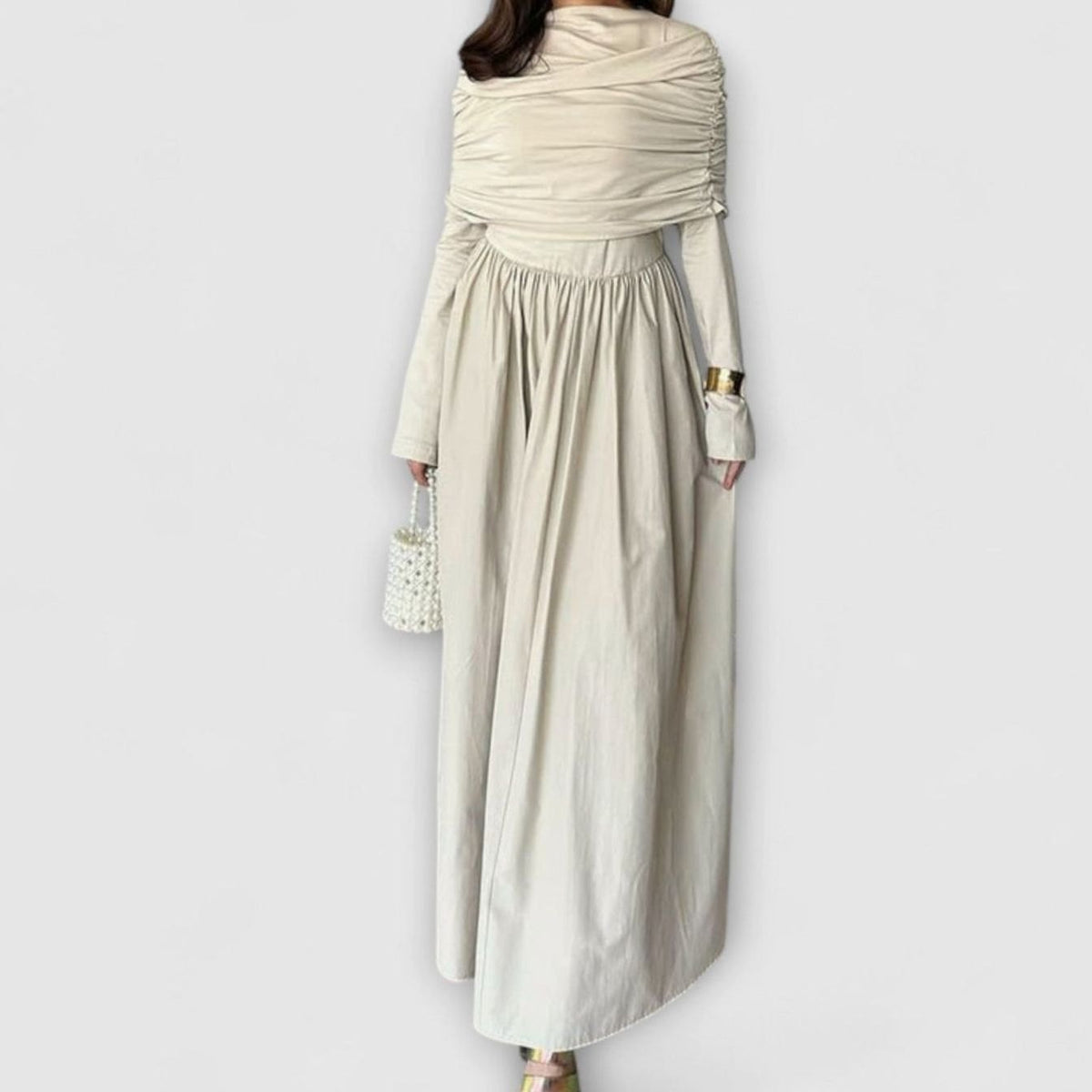 Charlotte | Women's Pleated High-Waist Flared Sleeve Relaxed Maxi Dress