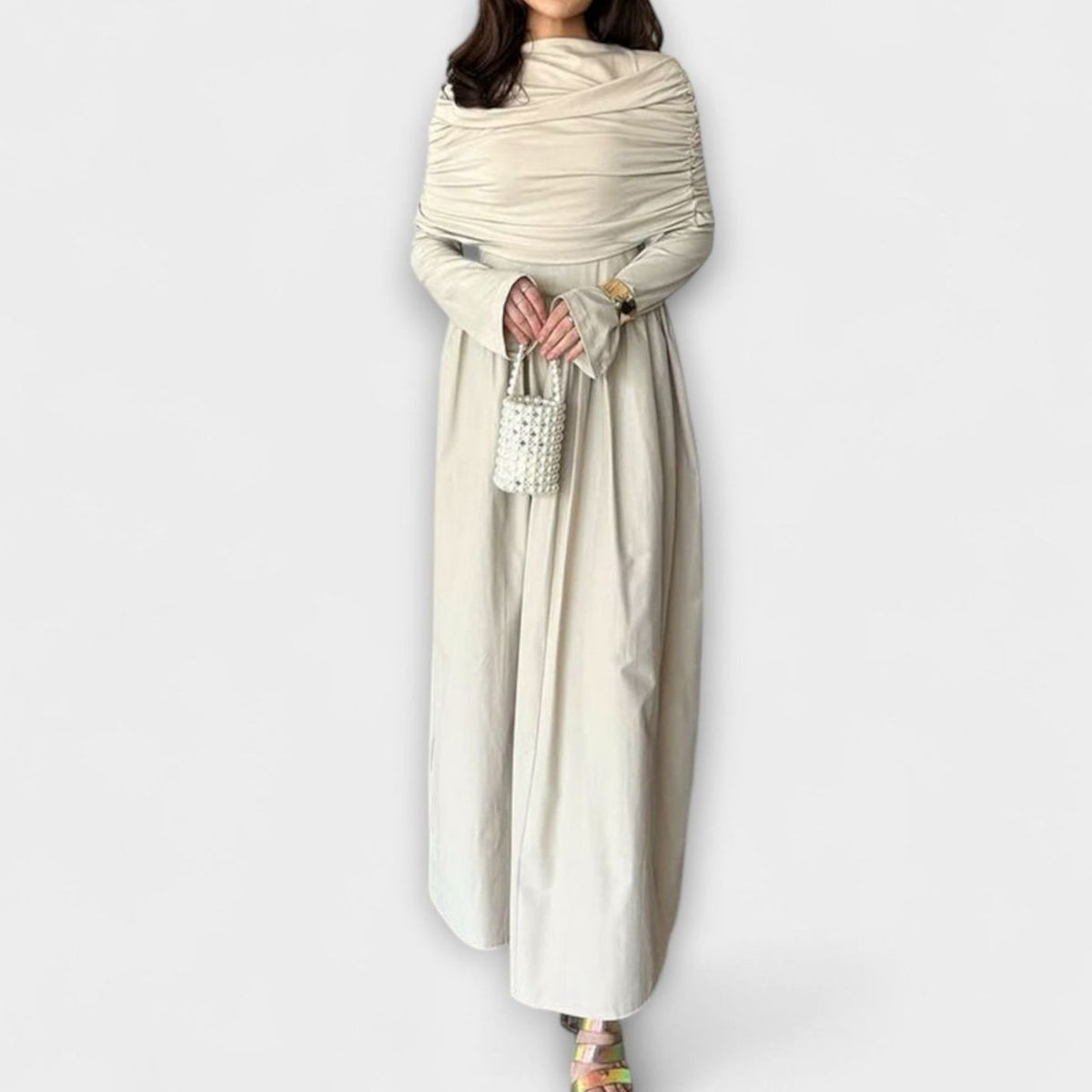 Charlotte | Women's Pleated High-Waist Flared Sleeve Relaxed Maxi Dress
