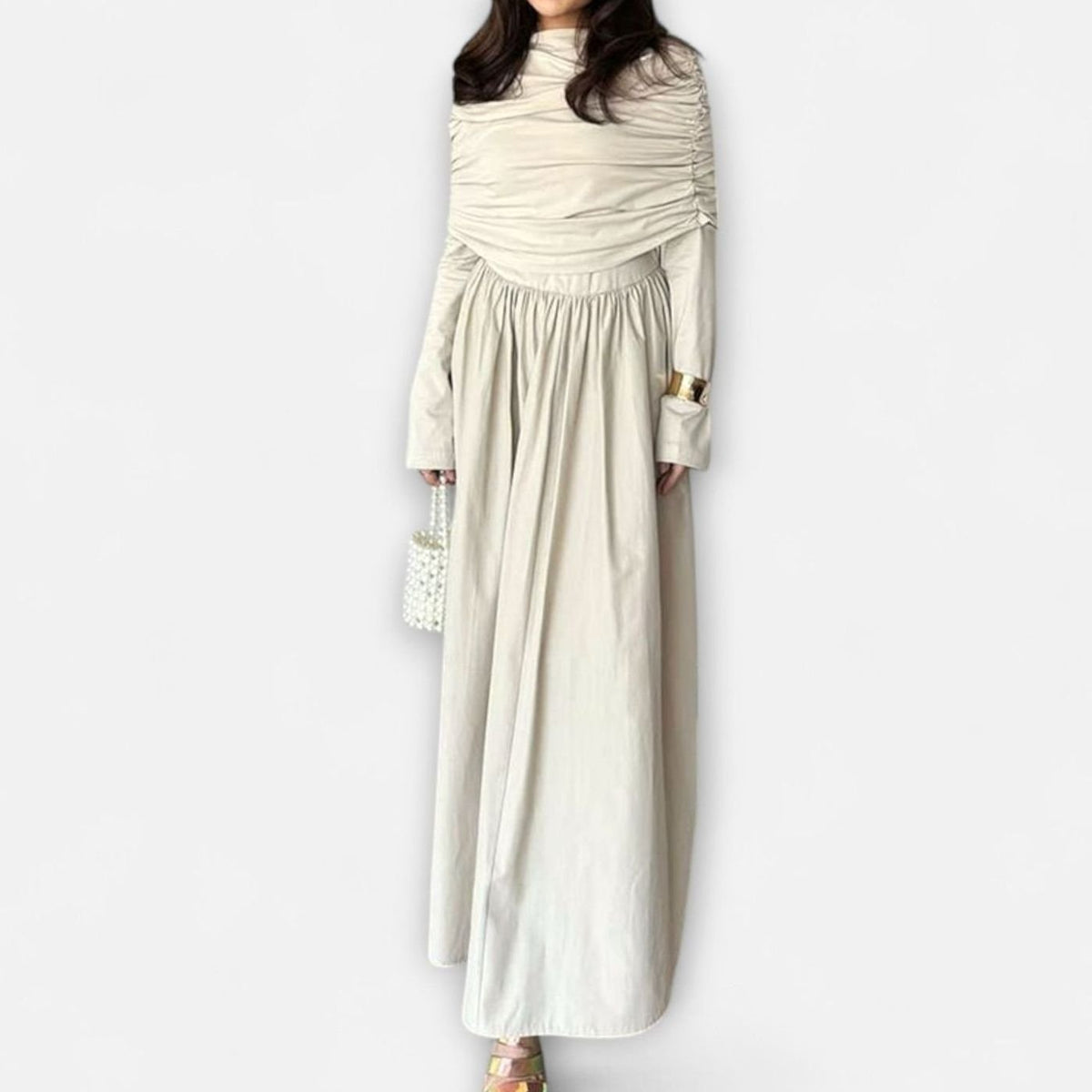 Charlotte | Women's Pleated High-Waist Flared Sleeve Relaxed Maxi Dress