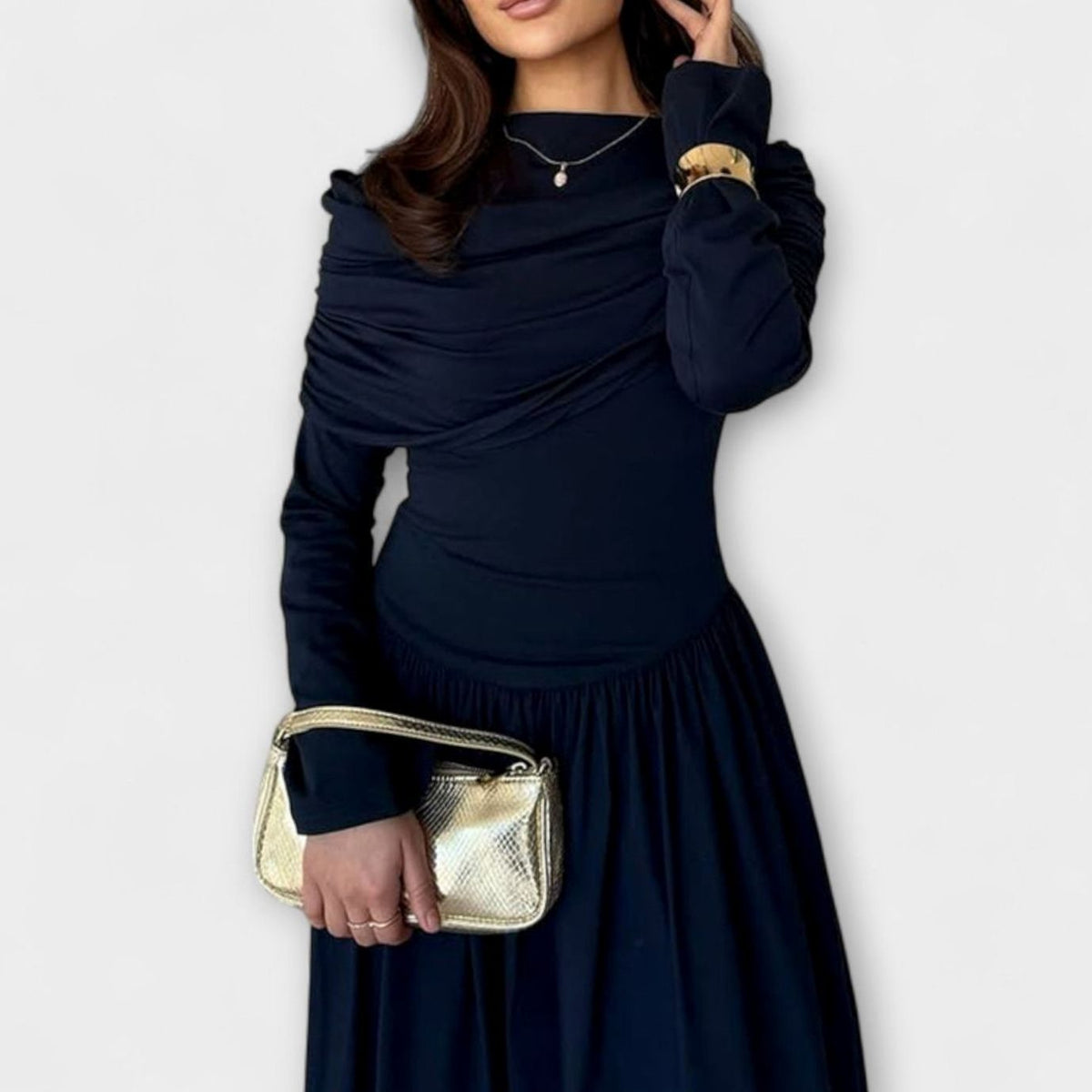 Charlotte | Women's Pleated High-Waist Flared Sleeve Relaxed Maxi Dress