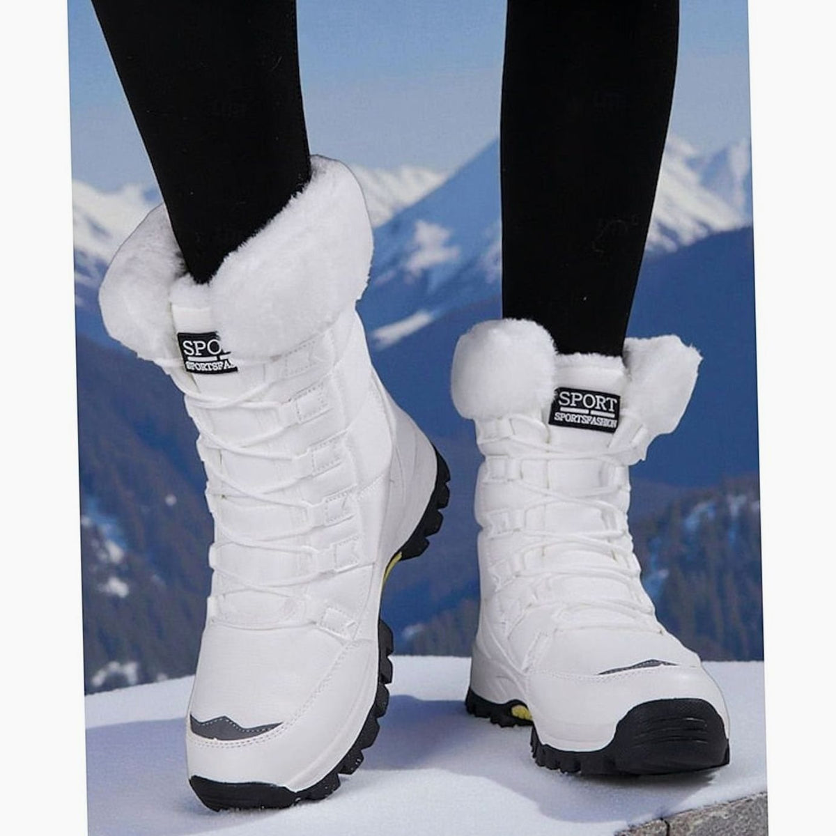 Mia | Women's Plush-Lined Lace-Up Snow Boots, White