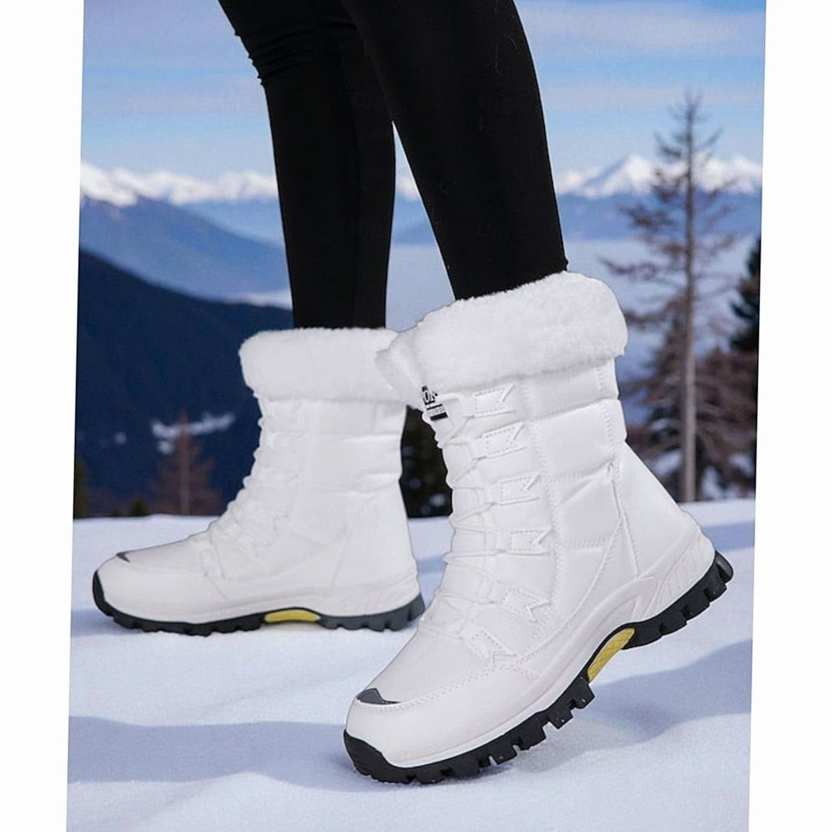 Mia | Women's Plush-Lined Lace-Up Snow Boots, White