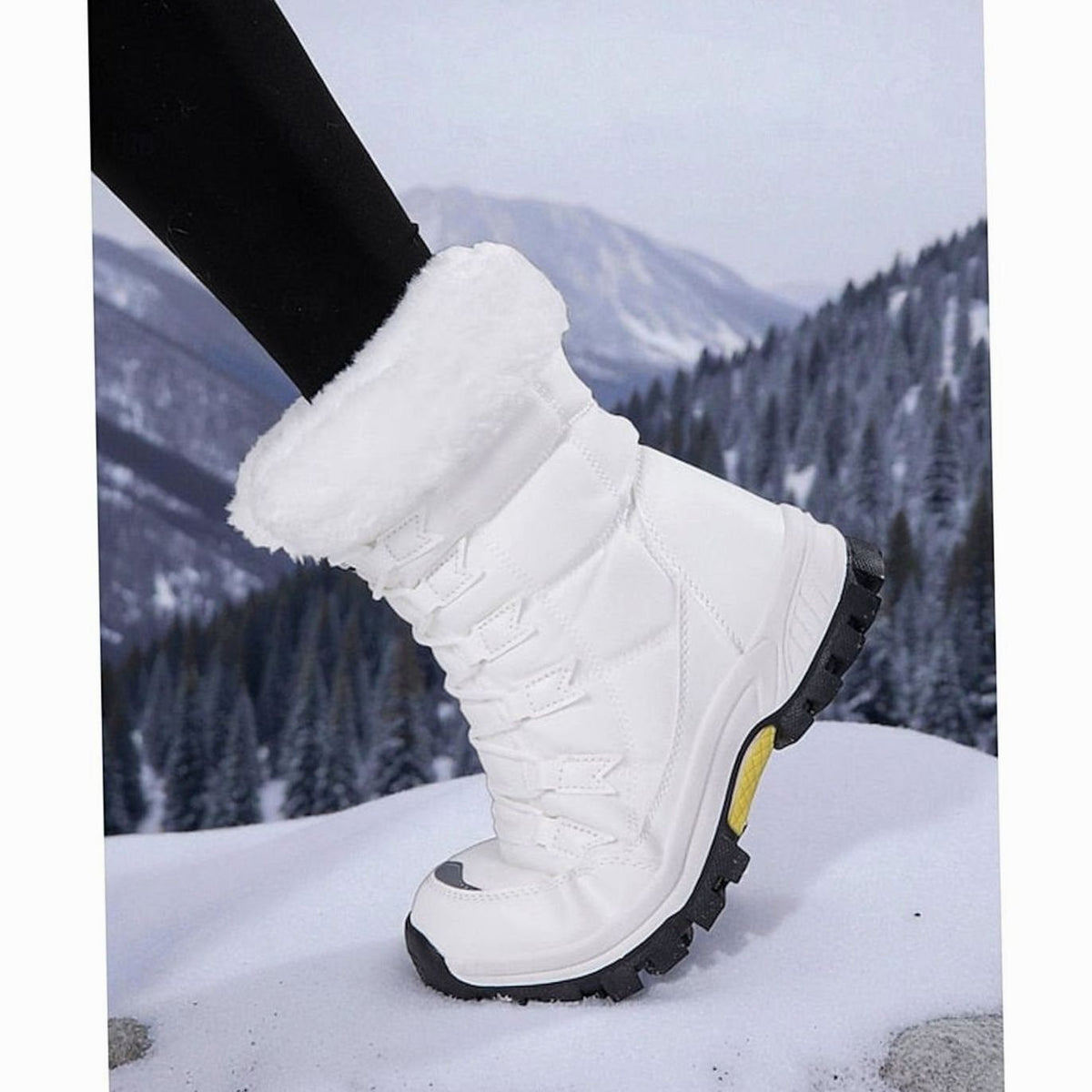Mia | Women's Plush-Lined Lace-Up Snow Boots, White