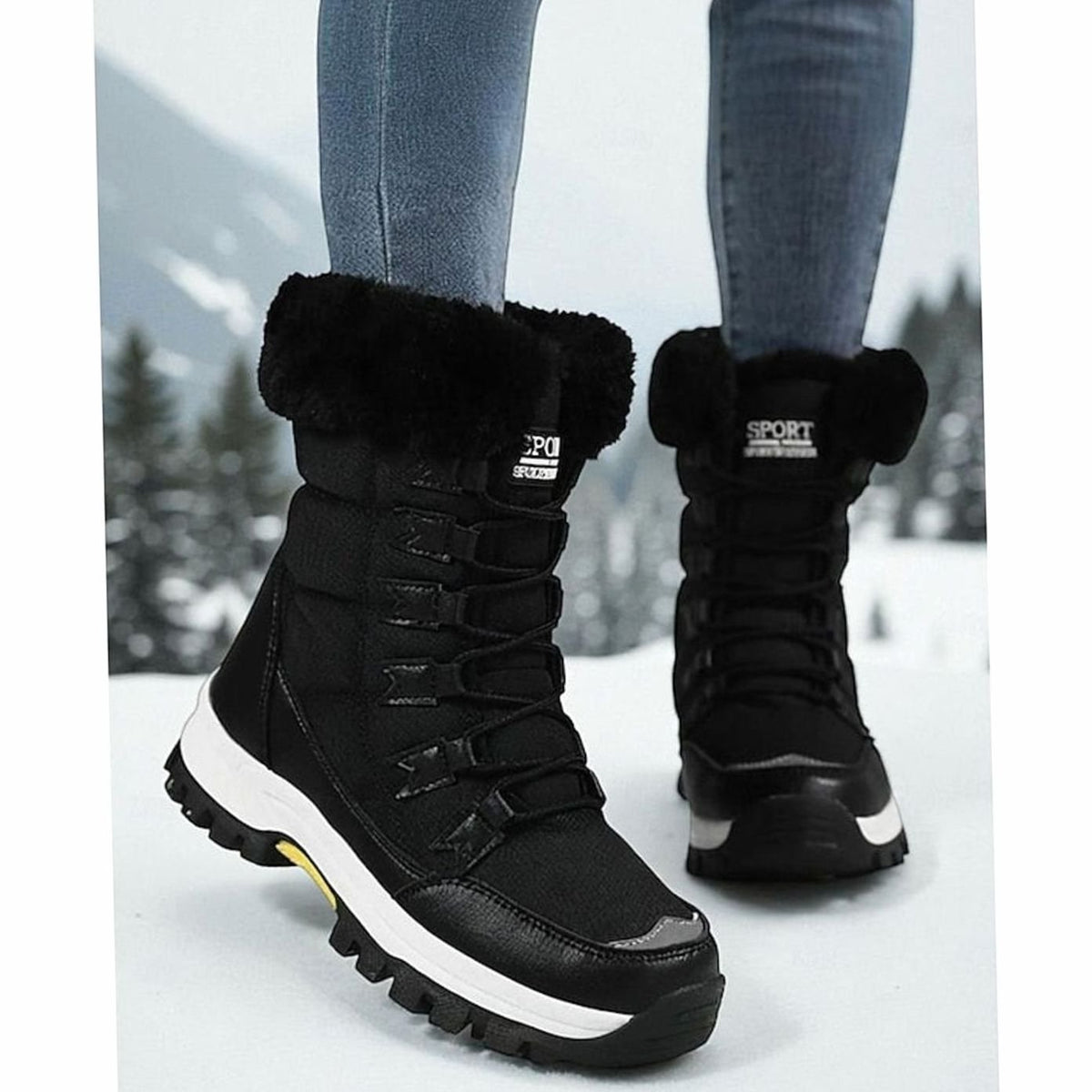 Mia | Women's Plush-Lined Lace-Up Snow Boots, White