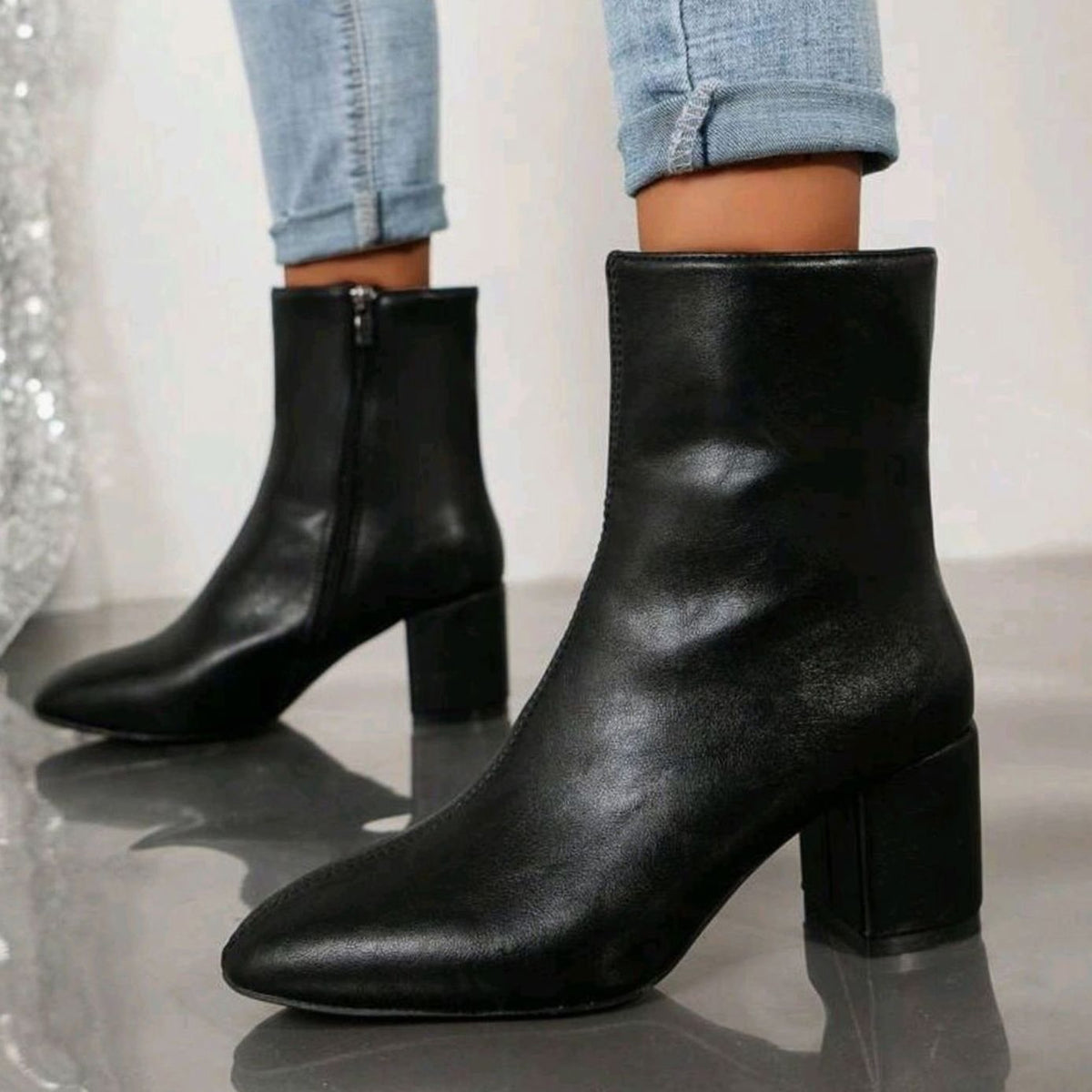 Harper | Women's Pointed-Toe Block-Heel Side-Zip Ankle Boots