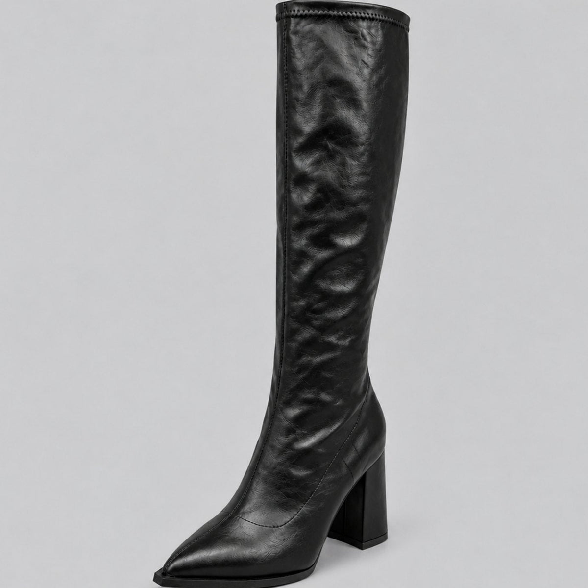 Charlotte | Women's Pointed-Toe Knee-High Boots Chunky Block Heel