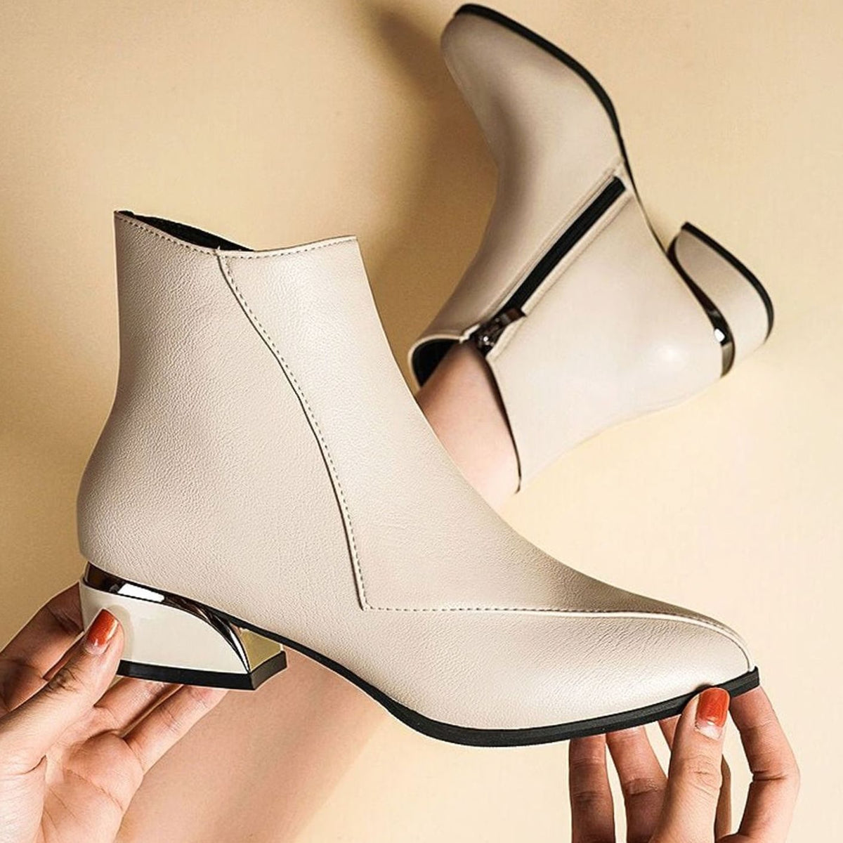 Penelope | Women's Pointed-Toe Low-Heel Zipper Ankle Boots