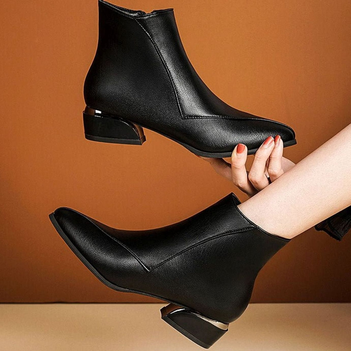 Penelope | Women's Pointed-Toe Low-Heel Zipper Ankle Boots