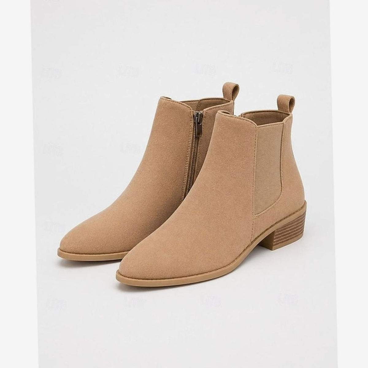Charlotte | Women's Pointed-Toe Suede Chelsea Ankle Booties Low Block Heel