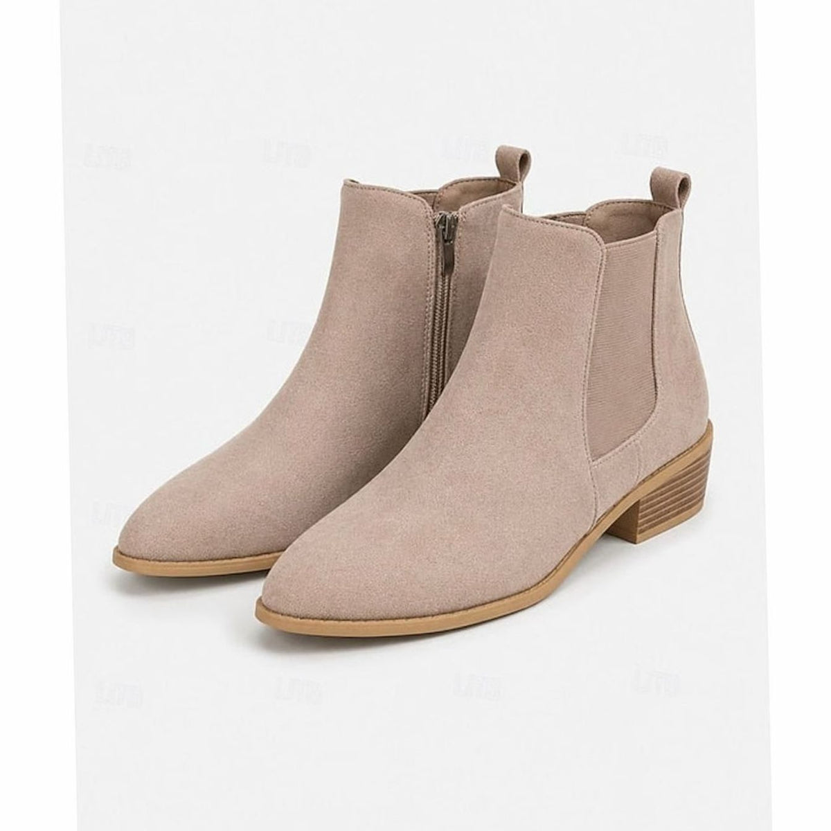 Charlotte | Women's Pointed-Toe Suede Chelsea Ankle Booties Low Block Heel
