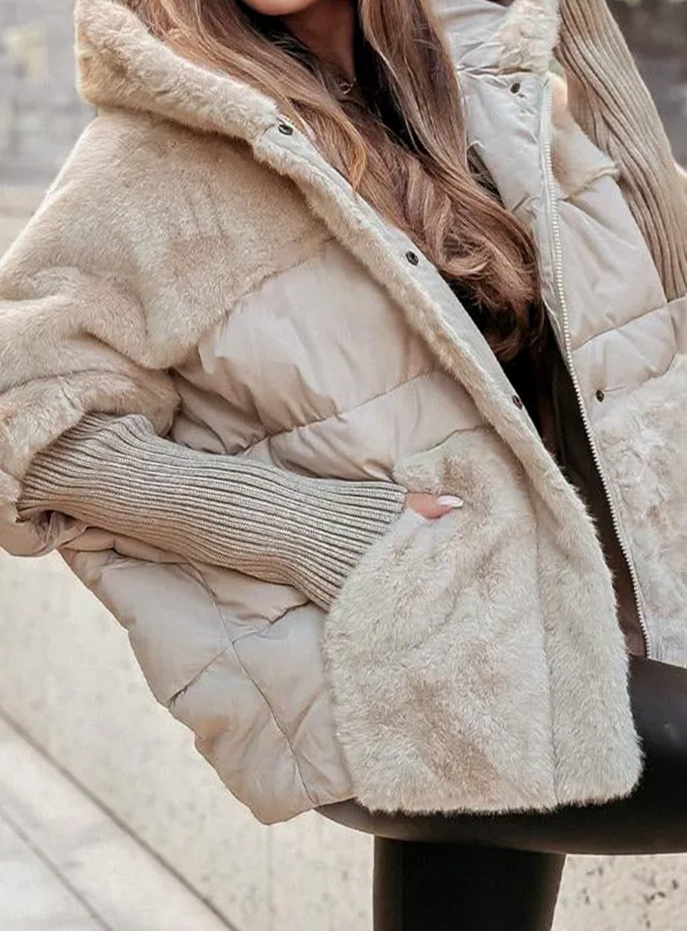 Olivia | Women's Quilted Faux Fur Hooded Puffer Jacket