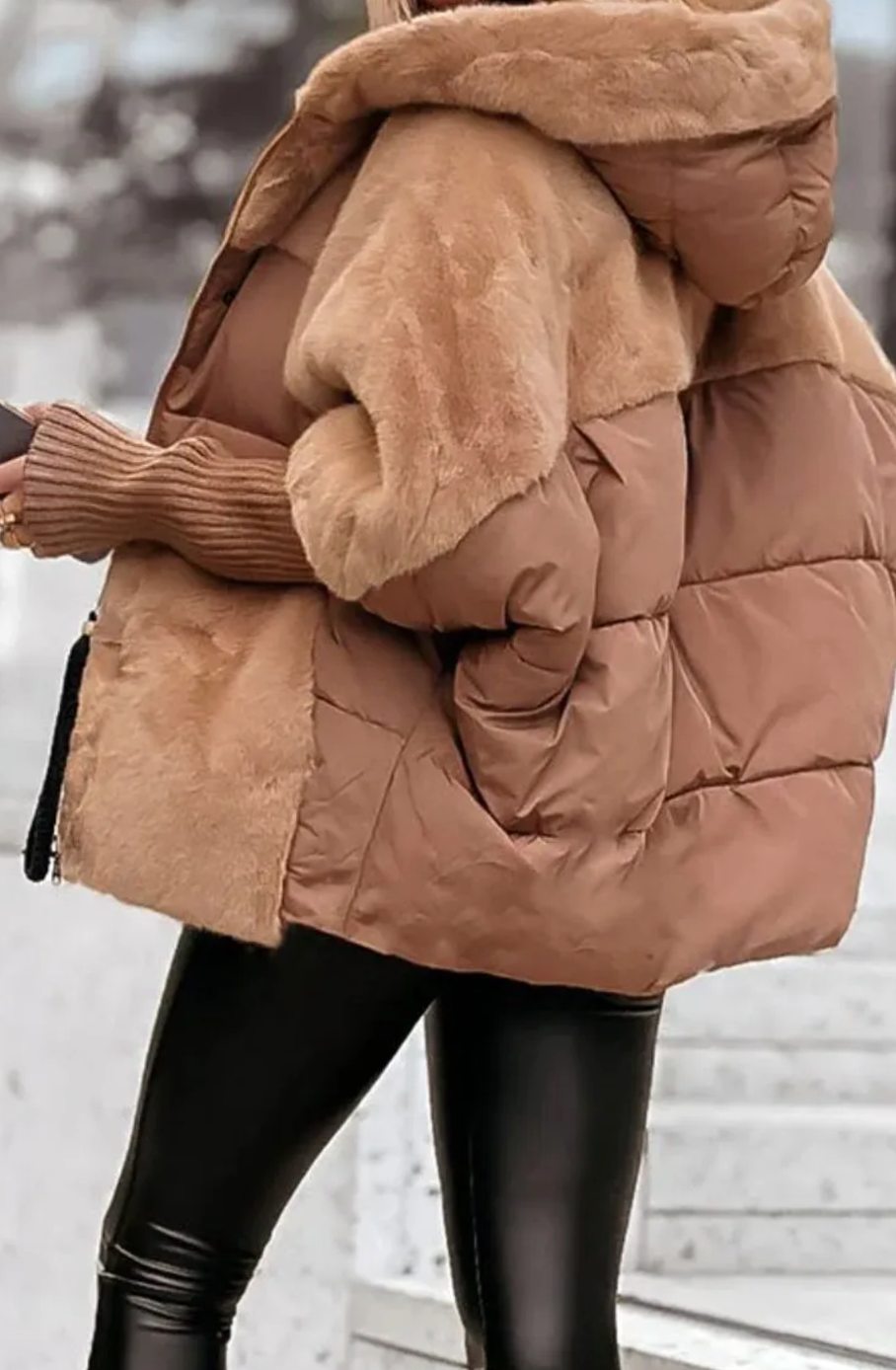 Olivia | Women's Quilted Faux Fur Hooded Puffer Jacket
