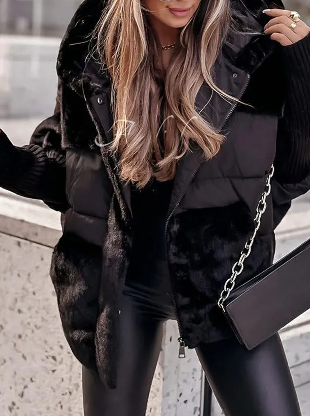 Olivia | Women's Quilted Faux Fur Hooded Puffer Jacket